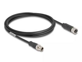 Tinklo kabelis DeLOCK M12 X-koduotas 8 kontaktų patinas į patelę Cat5e 2 m juodas