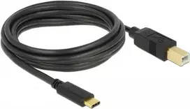 USB laidas DeLOCK 83666 USB 2.0 3 m USB-C – USB-B juodas