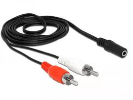 Garso kabelis DeLOCK 85808 1,4 m 2xRCA 3,5 mm juoda raudona balta