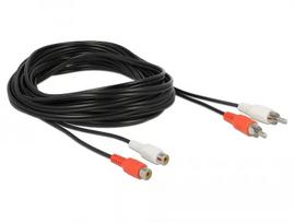 Garso kabelis DeLOCK 85807 5m 2 x RCA juoda raudona balta