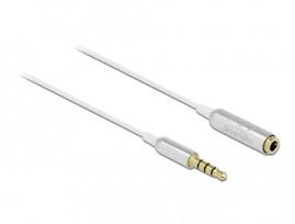 Audio ilginimo laidas DeLOCK 66072 3.5 mm jungtimi, vyriška–moteriška, itin plonas, 0.5 m, baltas