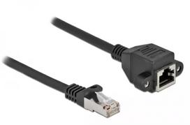 Prailginimo kabelis DeLOCK S/FTP RJ45 kištukas į RJ45 lizdą Cat.6A 1 m juodas 87001