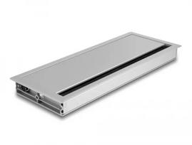 Kabelių pravedimo anga DELOCK 66864 stalams, sidabrinė, 120×300×28 mm