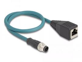 DeLOCK M12 adapterinis kabelis A-koduotas 8 kontaktų kištukas į RJ45 lizdą 50 cm