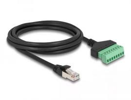 DeLOCK RJ45 kabelis Cat.6 kištukas į gnybtų bloką 2 m juodas žalias