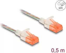 Tinklo kabelis DeLOCK RJ45 Cat.6A 0,5m permatomas