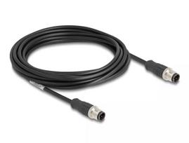 DeLOCK M12 D-koduotas kabelis, 4 kontaktų, kištukas-kištukas, Cat5e, 5 m, juodas