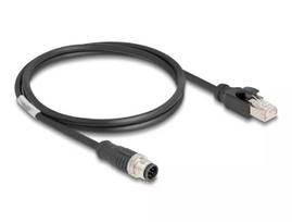 Tinklo kabelis DeLOCK M12 A-koduotas 8 kontaktų kištukas į RJ45 kištuką Cat5e 1m juodas
