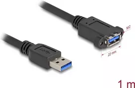 DeLOCK USB laidas USB-A kištukas į lizdą 1 m 5Gbps juodas