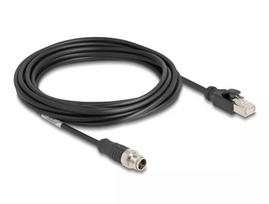 DeLOCK M12 X-coded 8 kontaktų vyriškas M12 į RJ45 vyrišką Cat5e tinklo kabelis 5 m juodas