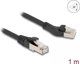 DeLOCK RJ45 Cat.8.1 tinklo kabelis 45° kairėn lenktas į tiesų 1m juodas