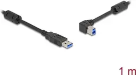 DeLOCK USB laidas Type-A kištukas į Type-B kištuką 90° kairėn lenktas 1 m