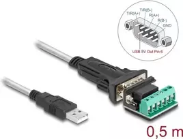 DeLOCK adapteris USB 2.0 Type-A į RS-422/485 su 6 kontaktų gnybtų bloku, 0,5 m