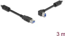DeLOCK USB laidas Type-A kištukas į Type-B kištuką 90° kairėn lenktas 3 m