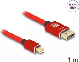 DeLOCK Mini DisplayPort į DisplayPort kabelis 8K 60 Hz 1 m raudonas metalinis