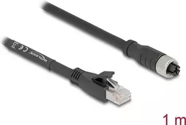 Tinklo kabelis DeLOCK 80589 M12 į RJ-45 Cat5e 1m Juodas