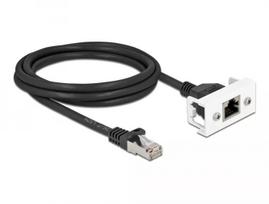 DeLOCK tinklo kabelis 87112 2m Cat6a S/FTP RJ-45 juoda balta