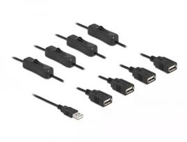 USB laidas 4x USB-A lizdai su jungikliu 1 m DeLOCK 86805