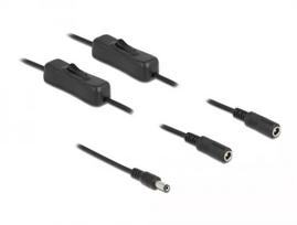 DC kabelis DeLOCK 86794 5,5 x 2,1 mm kištukas į 2 lizdus su jungikliais 1 m