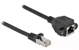 Prailginimo kabelis tinklui S/FTP RJPL kištukas į RJPL lizdą Cat.6A 2 m juodas DeLOCK 87002