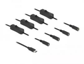 USB Type-C (vyriškas) į 4 x DC 5,5 x 2,1 mm (moteriškas) kabelis DeLOCK 86802