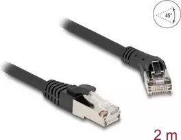 Tinklo kabelis DeLOCK RJ45 Cat.8.1 S/FTP 45° kampu tiesus 2 m juodas