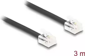 DeLOCK 90619 RJ11 telefono laidas, 3 m, juodas