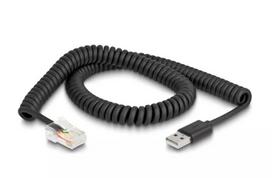DeLOCK RJ50 į USB 2.0 Type-A spiralinis laidas 2 m juodas