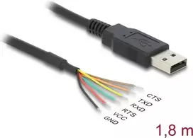 DeLOCK USB 2.0 į Serial UART LVTTL keitiklis 6 atviri laidai 3,3V 1,8m