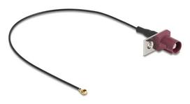 Koaksialinis kabelis DELOCK 90730 — FAKRA D į I-PEX MHF1, 0,2 m, Ø1,13 mm, juodas/bordo