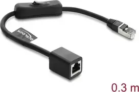Tinklo jungiamasis kabelis DELOCK RJ45 Cat.6 F/UTP 0,3 m su integruotu jungikliu ir apsauginiu gaubtu, ekranuotas