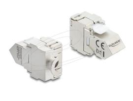 Delock 90938 Keystone modulis RJ45 į LSA Cat.6A, 45 laipsnių kampu, ekranuotas, 180 laipsnių kabelio klojimas, be įrankių