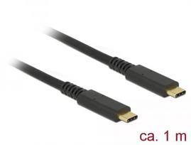 DeLOCK 85207 USB-C į USB-C kabelis, USB 3.1 Gen 2 10Gbps, PD 3.0 60 W, E-Marker, koaksialinis, 1 m, juodas