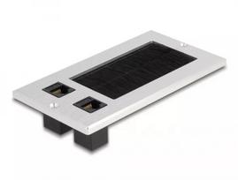 DeLOCK kabelio įvadas su šepetėliu ir 2 RJ45 Cat.6 aliumininis modulis