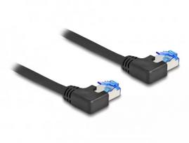 DeLOCK RJ45 tinklo kabelis Cat.6A S/FTP kairėn lenktas 2 m juodas