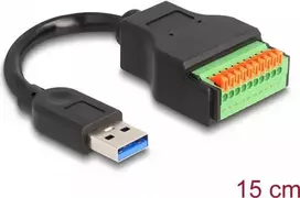 DeLOCK USB 3.2 Gen 1 laidas, USB Type-A kištukas į gnybtų bloko adapterį, 15 cm