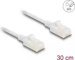 Tinklo kabelis DeLOCK RJ45 Cat.6A kištukas-kištukas 0,3 m baltas