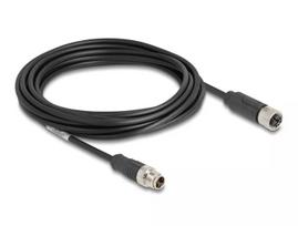 Tinklo kabelis DeLOCK M12 X-coded 8 kontaktų vyriškas į moterišką Cat5e 5 m juodas