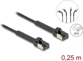DeLOCK RJ45 plonas Cat.6A U/FTP tinklo kabelis 0,25 m juodas