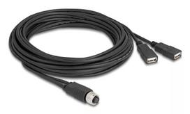 DeLOCK jutiklio/vykdomojo įtaiso kabelis 5 m M12 2 x USB-A juoda 60652
