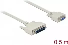 Serijinis adapterio kabelis DELOCK 86909, D-Sub 25 kištukas į D-Sub 9 lizdą, smėlio spalvos, 0,5 m