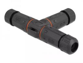 Delock 86917 lauko kabelių jungtis, T formos, 3 kontaktų, IP68, varžtinė, juoda