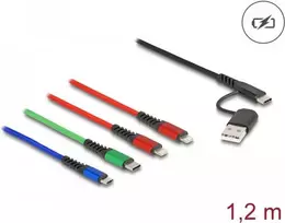DeLOCK USB krovimo laidas 4 in 1 USB Type-A USB-C į 2x Lightning Micro USB USB-C 1,20 m
