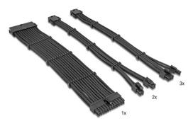 DELOCK PSU ilginimo laidų rinkinys 30 cm, 6 vnt., juodas (1×24 kontaktų ATX, 2×4+4 kontaktų EPS, 3×6+2 kontaktų PCIe)