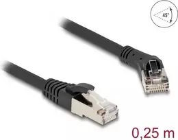 Tinklo kabelis DeLOCK RJ45 Cat.8.1 45° kampu 0,25 m juodas