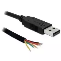 Delock 83116 USB 2.0 į serijinį UART TTL (5 V) konverterio kabelis, 6 atviri laidai, 1,8 m, juodas