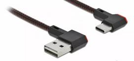 USB 2.0 laidas DeLOCK EASY-USB Type-A kištukas į Type-C kištuką kampuotas 2 m juodas