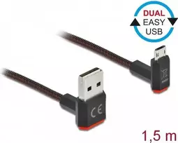 USB laidas DeLOCK EASY-USB 2.0 Type-A į Micro-B vyriškas 1,5 m juodas
