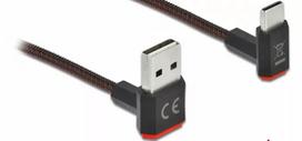 USB kabelis DeLOCK EASY-USB 2.0 Type-A vyriškas į Type-C vyriškas kampuotas 1m juodas