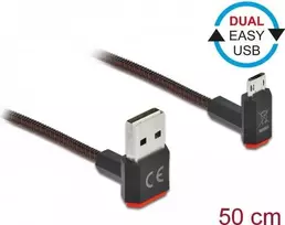 USB laidas DeLOCK EASY-USB 2.0 Type-A į Micro-B 0,5 m juodas